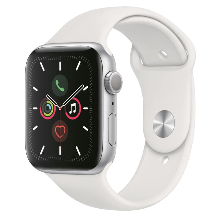 Apple Watch 5: Zilver met wit sportbandje
